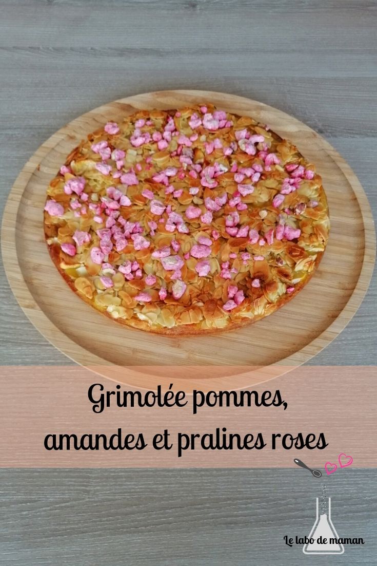 Grimolée, pommes, amandes, pralines roses, companion, gâteau